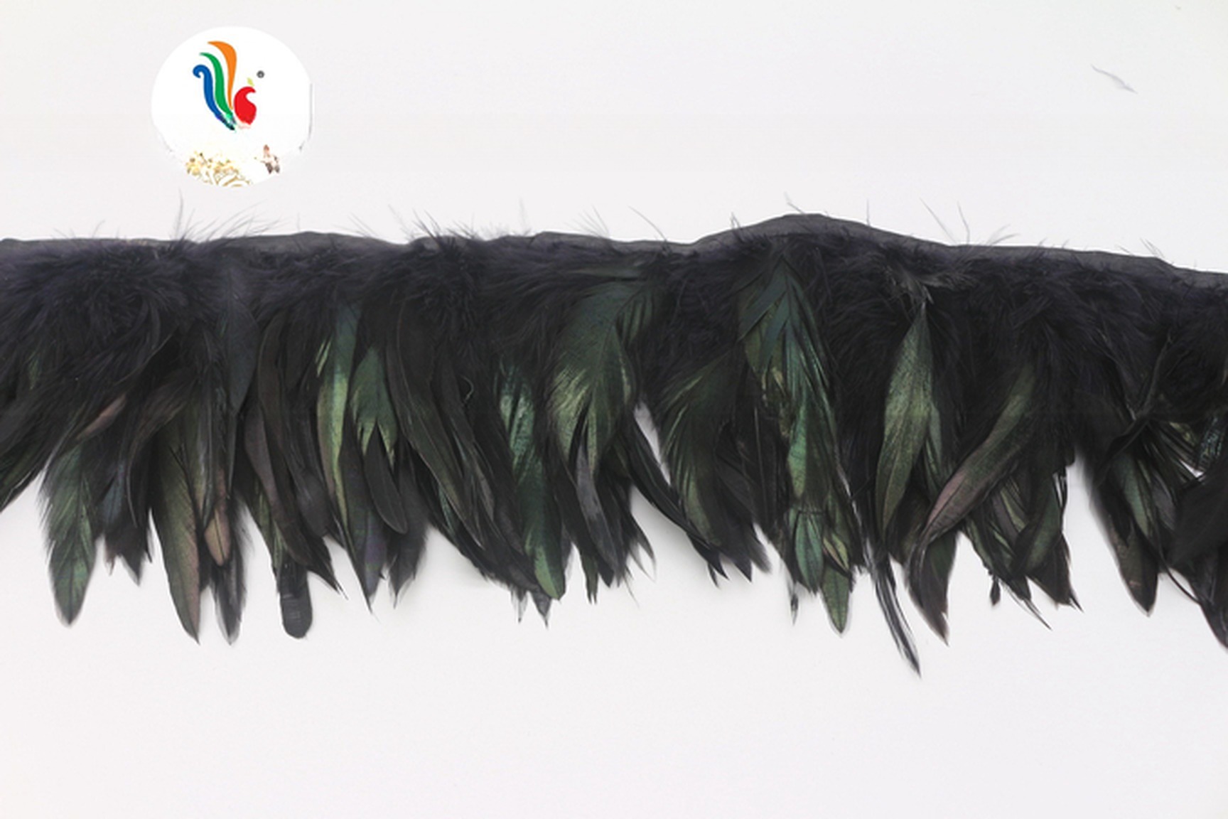 Black Coque Feather Fringe Trim With Satin Ribbon Shipping Via FedEx 4-6 Inches