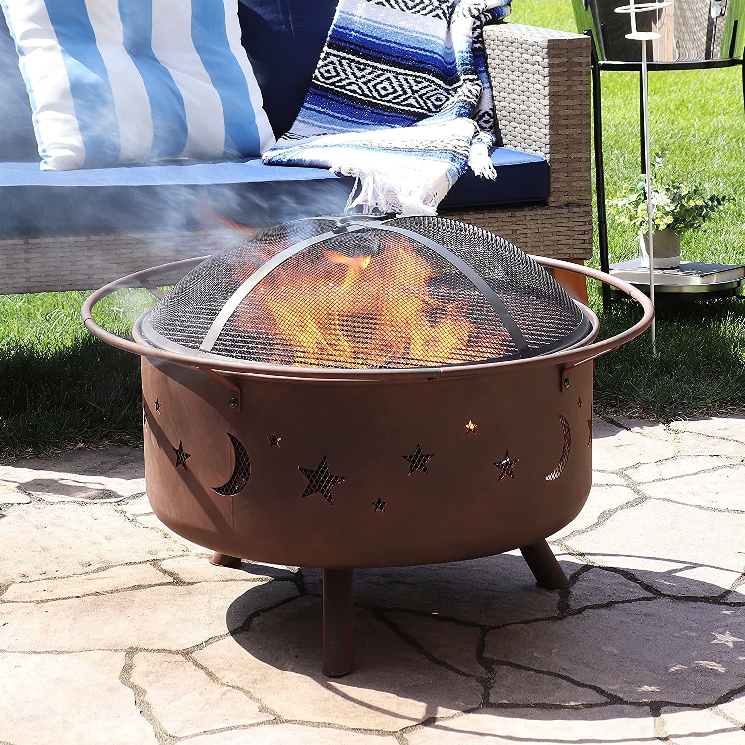 Backyard Garden Stove Charcoal Barbeque Pits With Spark Screen Cover