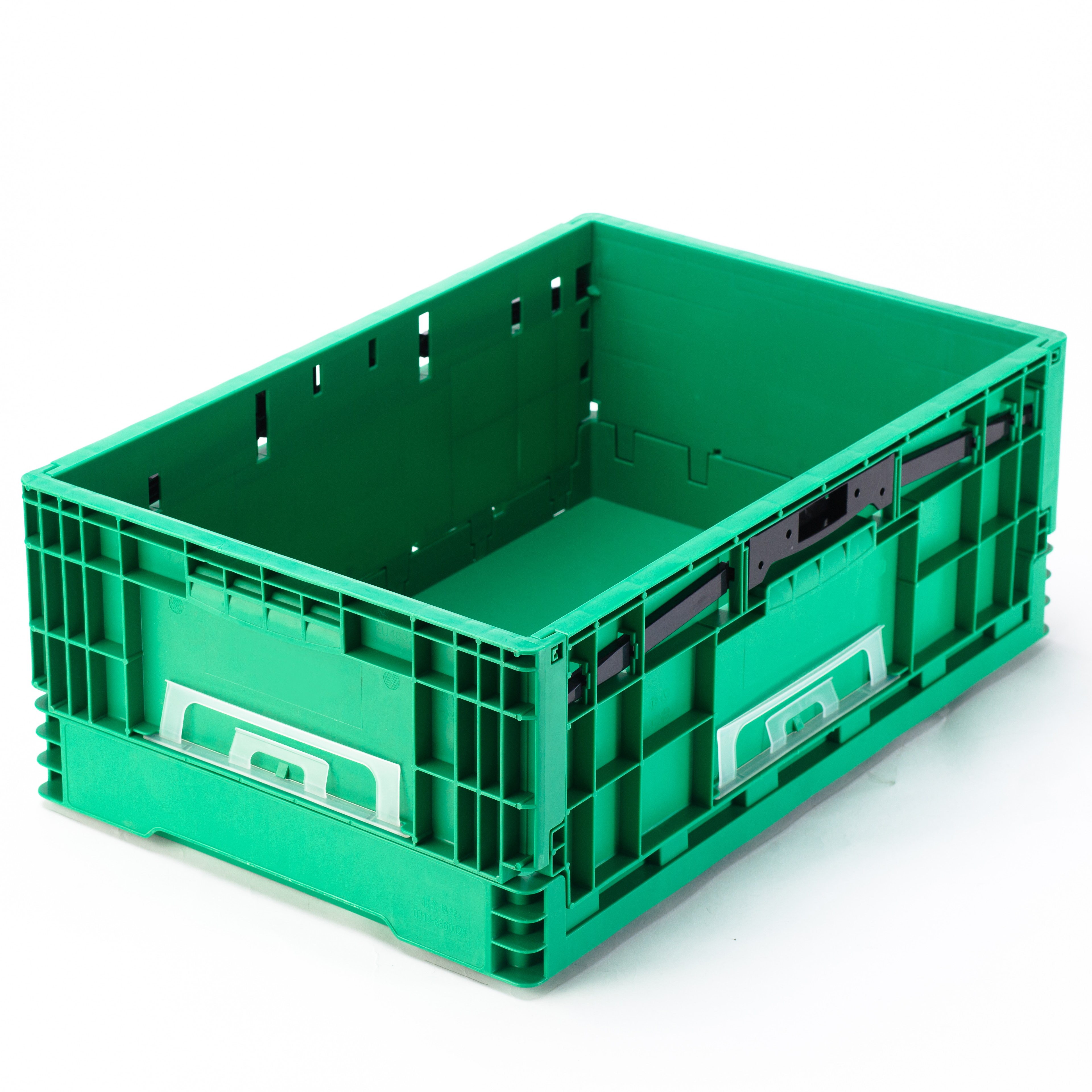 Customized Logo Foldable Green Plastic Circulation Basket for Stackable Organization