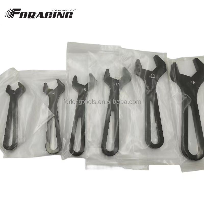 Universal Car AN Fitting Wrench Kit AN4-An16 Black Racing CNC Parts with Aluminum Construction Sprint Car Tool Sets 6PCS