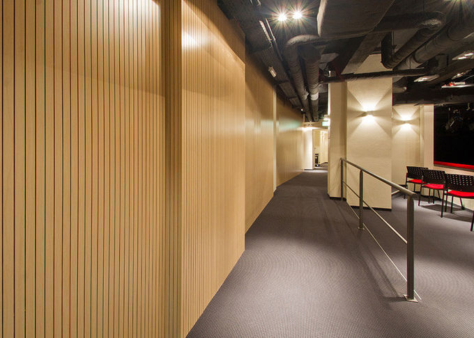 Soundproof Wooden Grooved Acoustic Panel For Cinema / Wood Wall Covering
