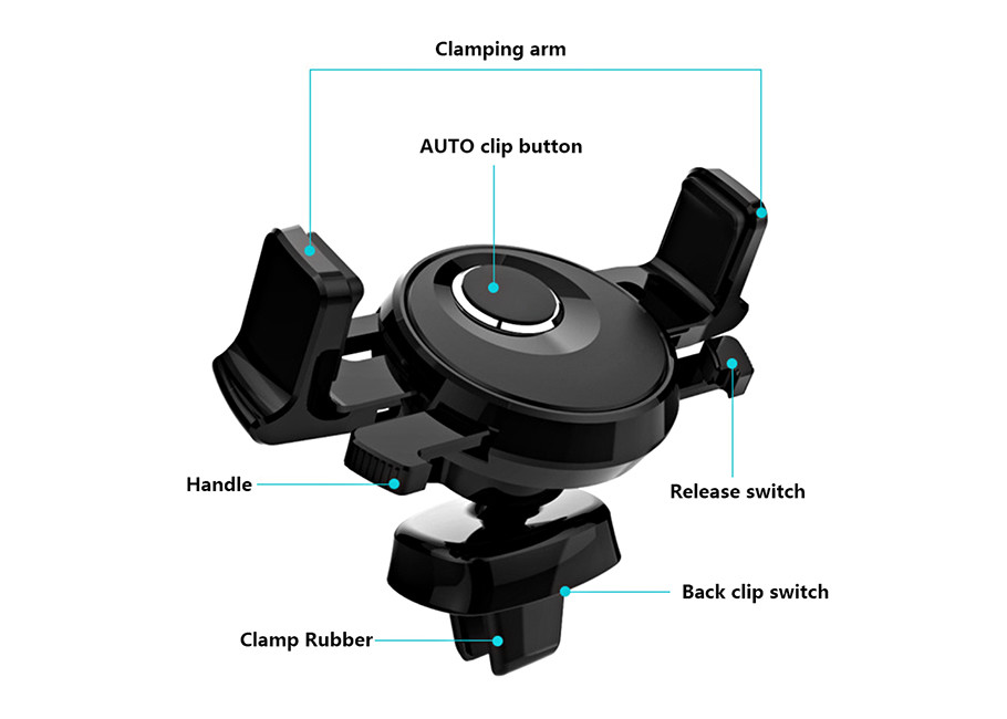 Black White Adjustable Phone Holder Mini Black Mechanical Era Car Mounted