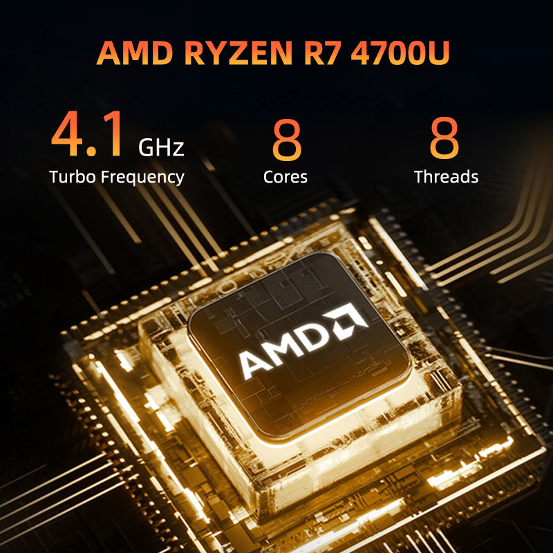1- Mini PC AMD Ryzen 7 4700U 8 Cores Barebone Desktop Computer DDR4 NVMe WiFi6 BT5.2 4K HD HTPC Gaming Mini Computer