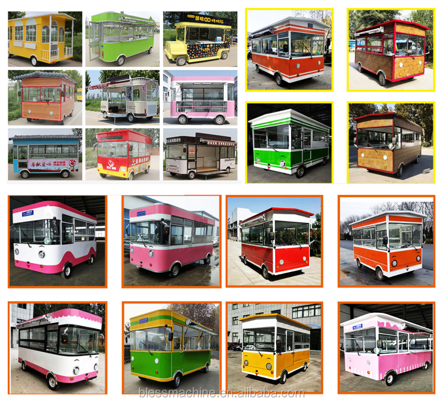 Customized Outdoor Fast Food Hygiene Standards Manufacture Bus Type Food Carts