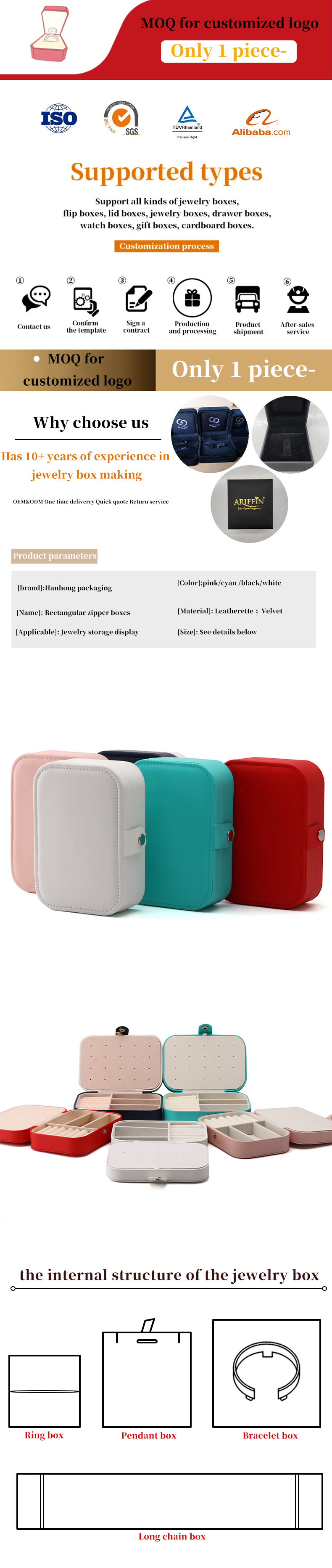 Newest Style Customized Hanhong Jewelry Packaging Box for Stud Earrings Necklace Ring