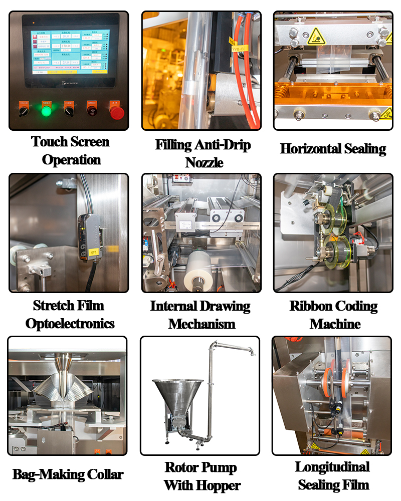 Viscous Sauce Automatic Liquid Packing Machine Touch Screen 0.6Mpa 650kg