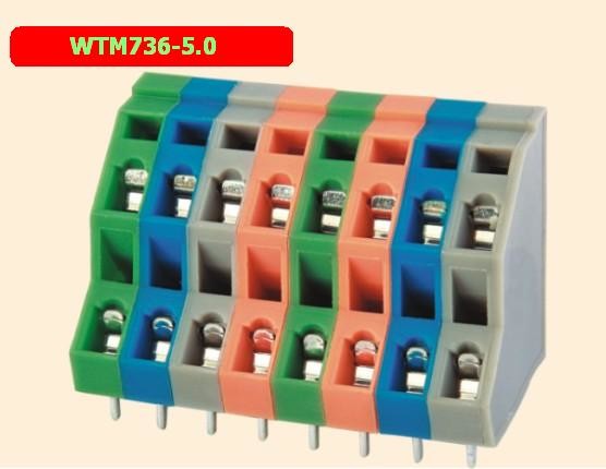 WTM736-5.0 pcb spring type terminal block, spacing 5.0mm, factory direct sales