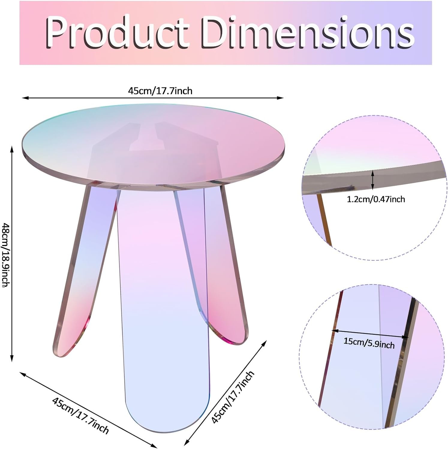 Nordic Colorful Rainbow Custom Acrylic Furniture Acrylic Side Table Round Coffee Table