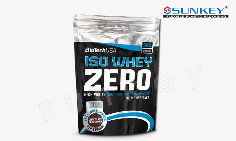Whey Protein Coffee Tea Packaging Aluminum Foil Clear Stand Up Pouch With Zipper