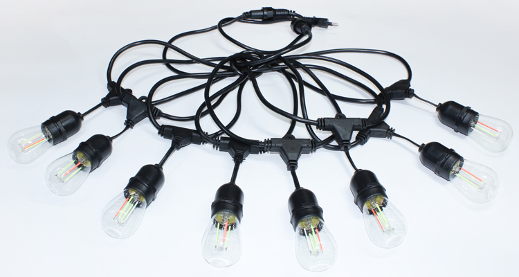24ft 12 Bulb IP65 Waterproof Festoon Lighting Outdoor Garden Wedding Christmas Decoration S14 RGB LED Filament Bulb Light String