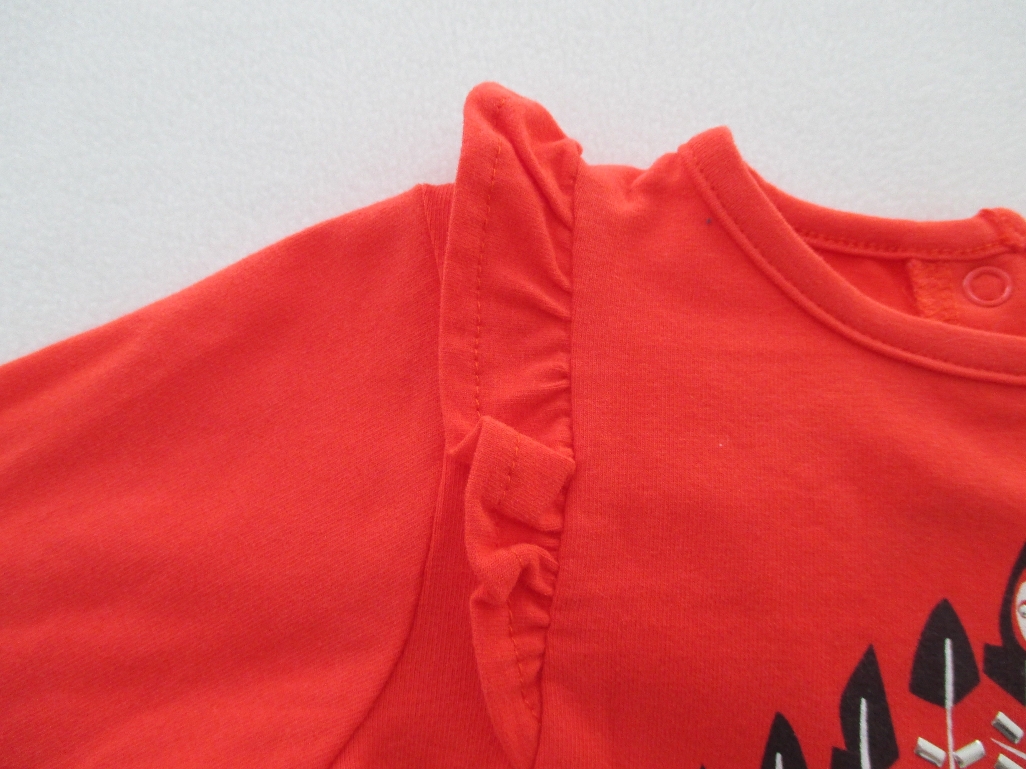 Cotton Jersey Baby Printed T Shirts Frills Along Armholes