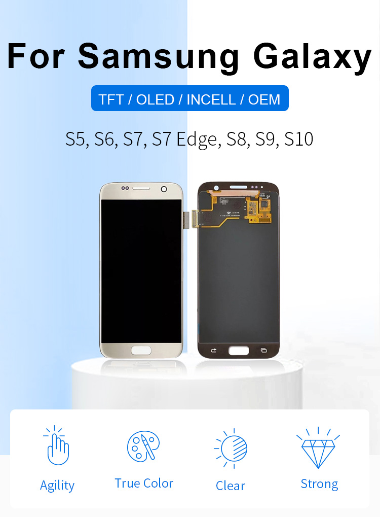 Touch Screen Cell Phone OLED Screen Black White Gold For SAM Galaxy S7 Edge LCD