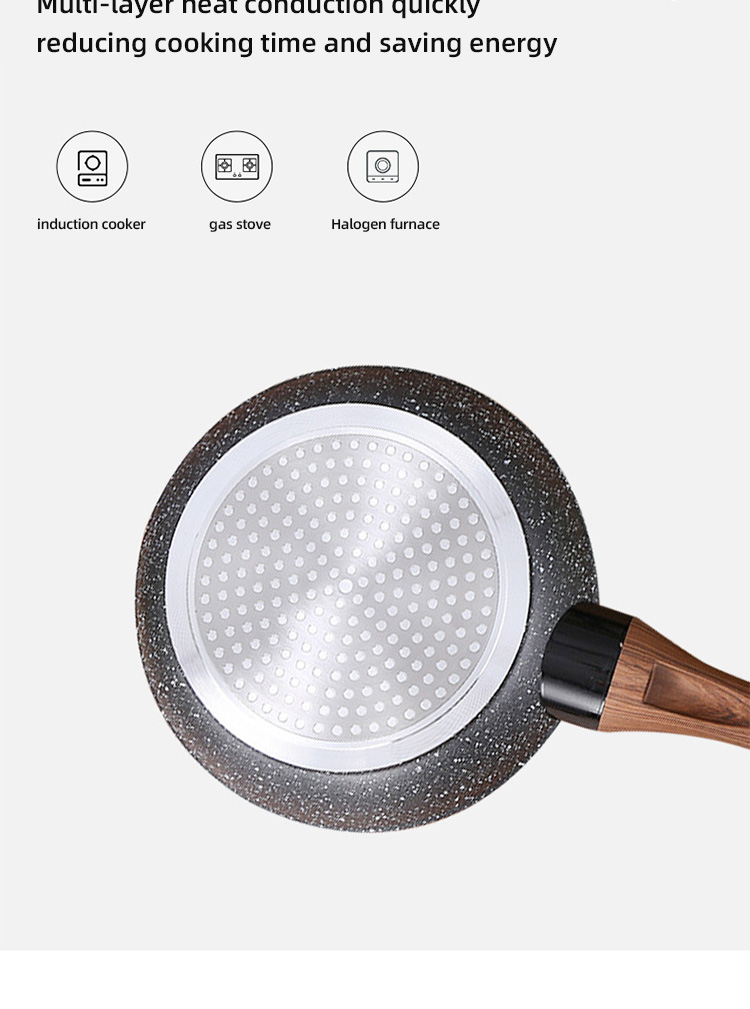 Various Models Kitchen Cookware Maifan Stone Aluminium Ollas Cooking Pot Sets With Thick Wooden Handle