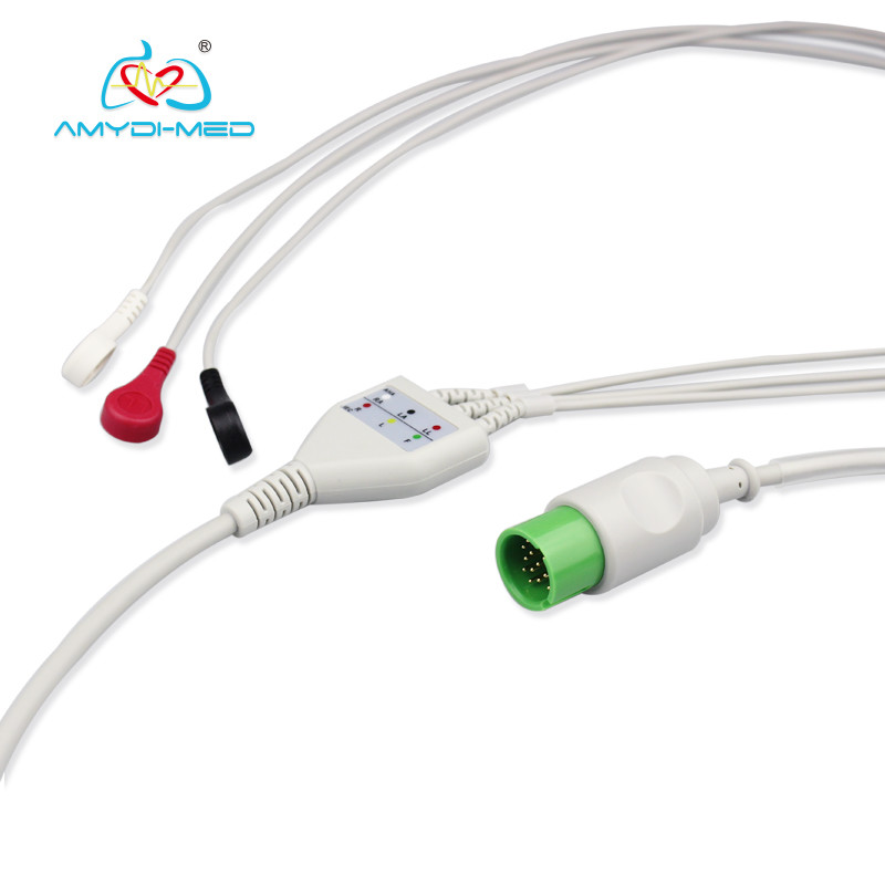 TPU Jacket Material Ecg Cables And Leadwires 17 Pin Rectangle Connector