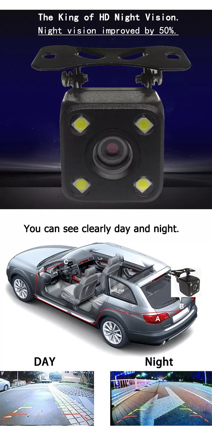 Waterproof 360 Bird View Camera Universal 4 LED HD Night View