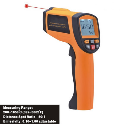 Data Store/Recall Function, Handheld Digital Laser Infrared Thermometer IR1650, Data Hold function