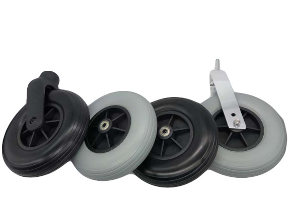 PU Foam And PP Core Front Wheelchair Castor Wheel 8inch 200mm Black Grey