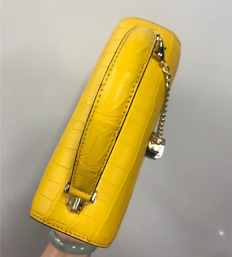 Authentic Crocodile Belly Skin Women Small Orange Purse Lady Chain Handbag Genuine Alligator Leather Female Shoulder Bag