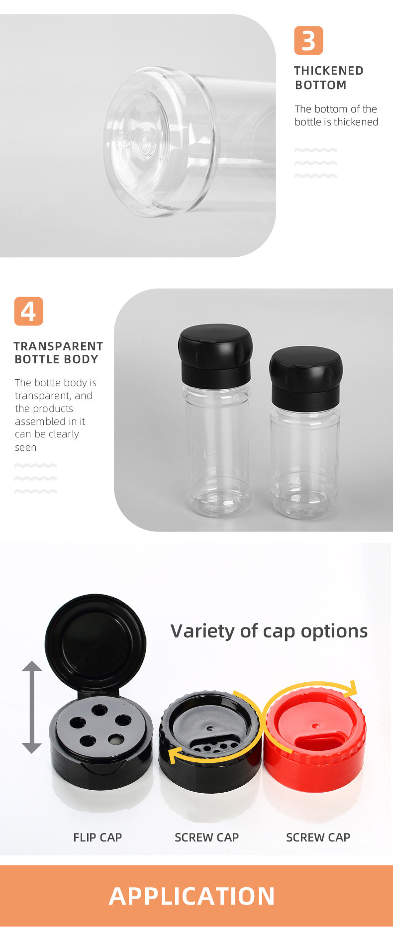 125Ml Plastic Spice Bottles Screw Mouth Seasoning Shaker With Lid