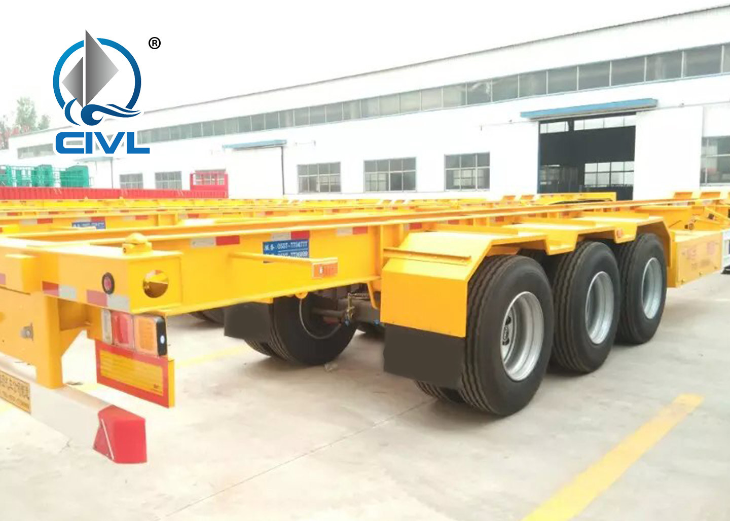 Three Axles 40 ft 20 ft Container Chassis Skeleton Semi Trailer Truck