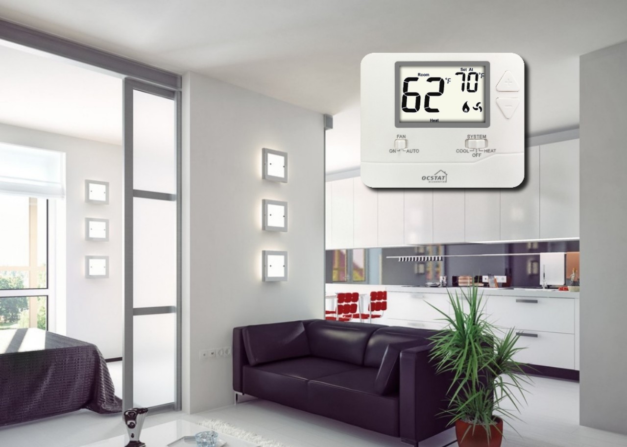 Non Programmable HVAC Thermostat Single Stage Battery - Powered