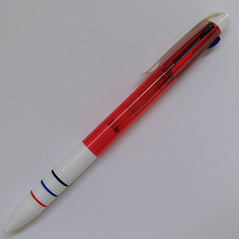 Transparent 3color click ball pen with customized LOGO