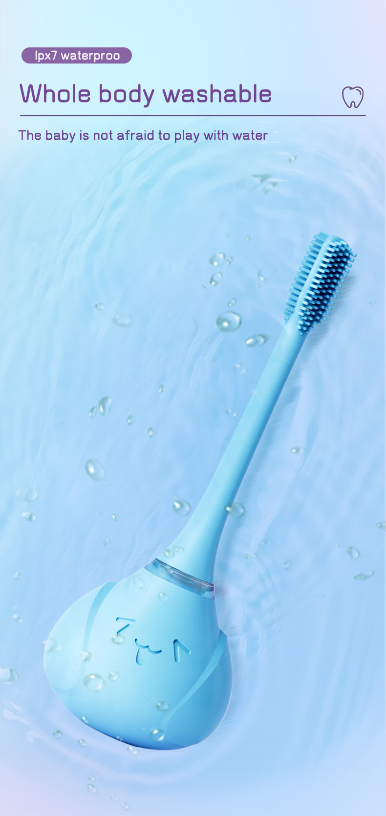 Waterproof Ultrasonic Sonic 360 Degree Baby Children Kids Auto O-Shape Electr Toothbrush