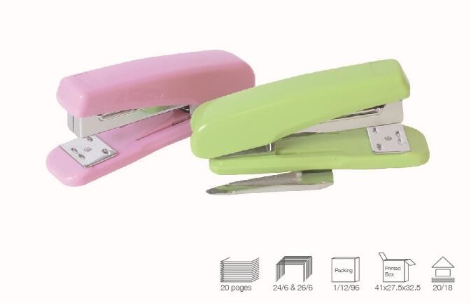 Factory Sale 20 Sheets Paper Capacity Color Office Stapler With Metal Sharp End