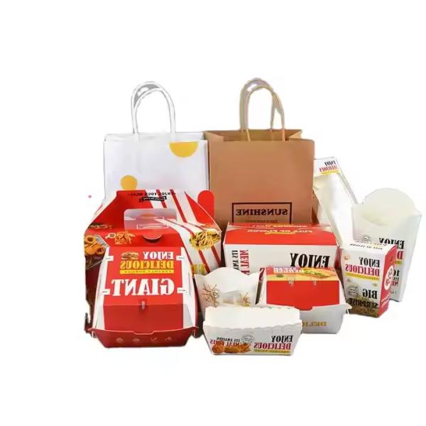 Burger Packaging Box Wholesale Custom White Cardboard Fried Chicken And French