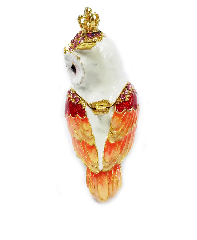Top sale bird shaped metal jewelry box owl enamel trinket boxes