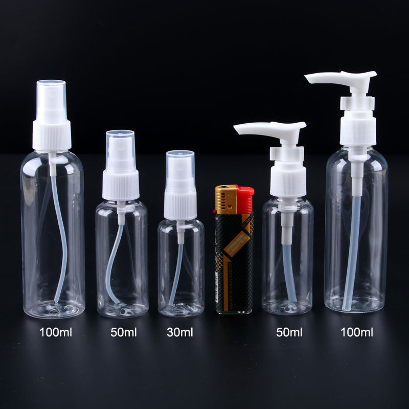 20ml30ml50ml60ml100mlPET Round Fine Mist Spray Bottle Plastic Container Custom Logo Pump Sprayer for Beach and Pool Days