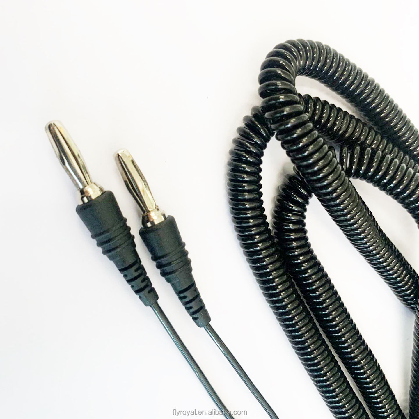 Custom High Flexibility Banana Plug Connector Spiral Coiling Cables Flexible Strong For Audio Speaker