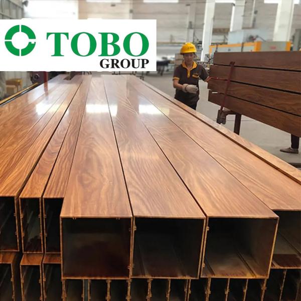 Aksu Wooden Grain Aluminum Profile Alloy Construction Rectangular Tubes /