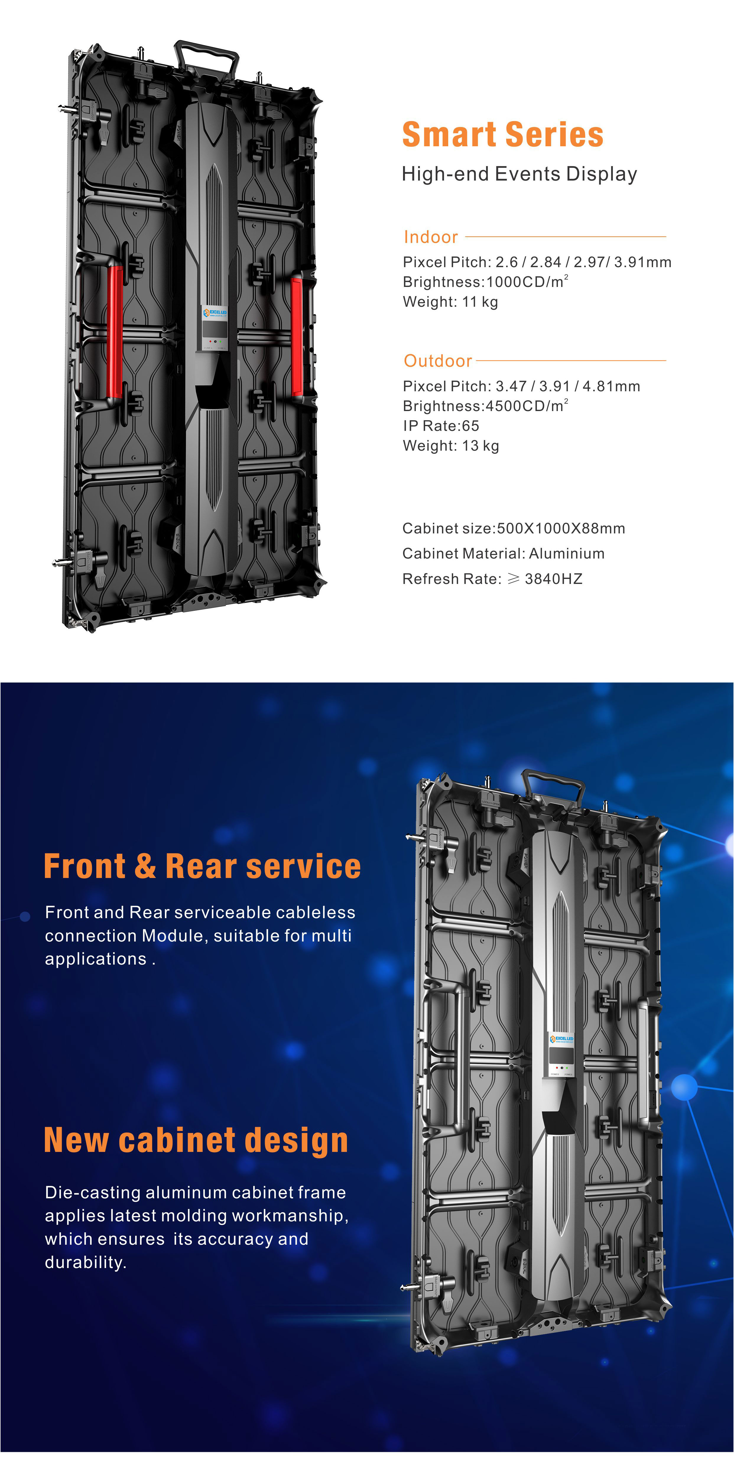 3840Hz 500*1000mm 1500cd/sqm P2.84 Live Show LED Screen