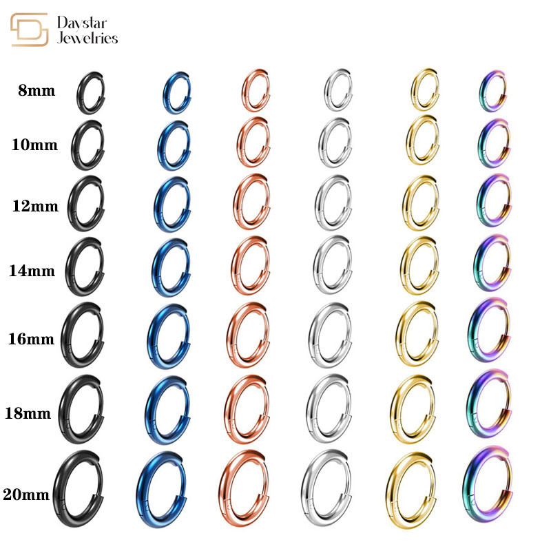 Titanium Steel Round Small Hoop Earrings Hip Hop Circle Jewelry