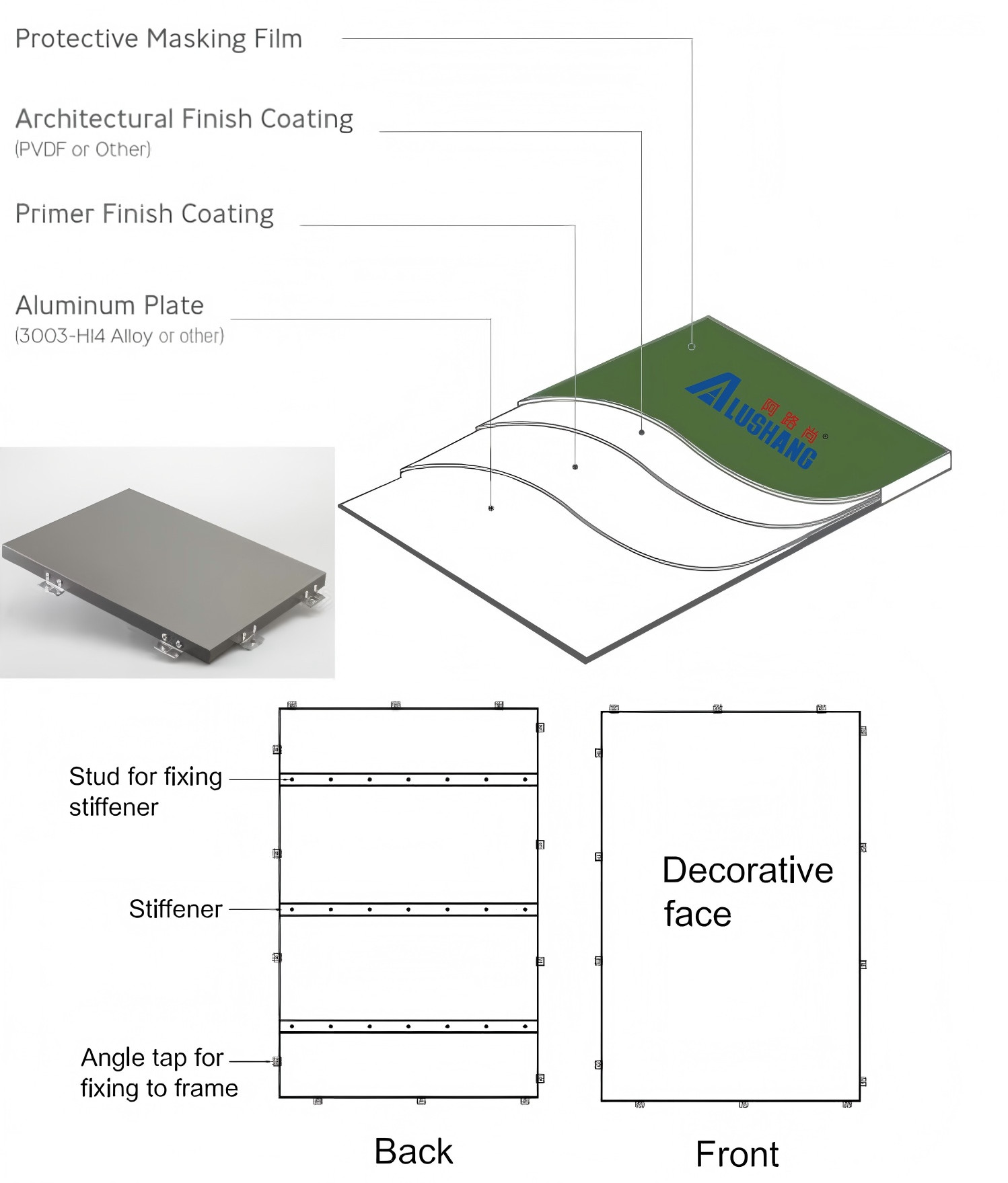 Wooden type conventional panel Aluminium Facade Wall Fluorocarbon Coated durability and weather resistance flat smooth