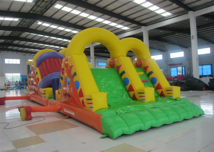 Amusement Park Inflatable Obstacle Courses 0.55mm Pvc Tarpaulin 12 X 3.8 X 3.5m