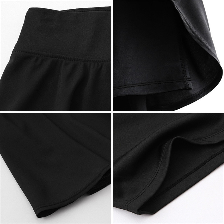 Girl ruffled short tennis skirt prevents walking out of gym shorts