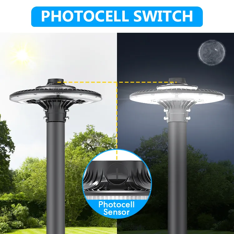 Energy-Saving LED Garden Post Light Pole Area Light 140lm/W Smart-Tuning 200W for Highway Rest Area Sports Complex Waterfront Promenade