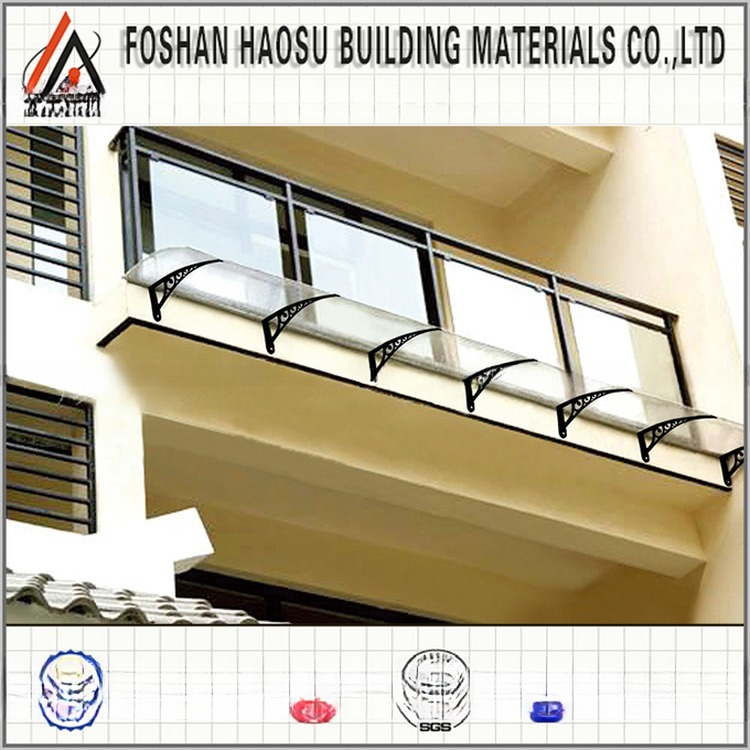 Outdoor Anti UV Polycarbonate Window Door Awning Solid Sheet PP / PA Bracket