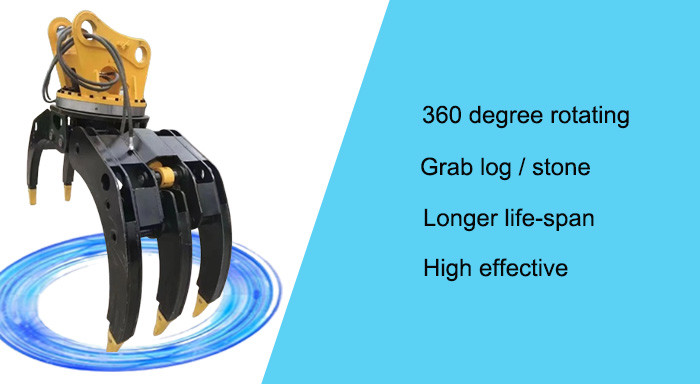 OEM Hydraulic Rotating Grapple For 1-55 Tons Excavator