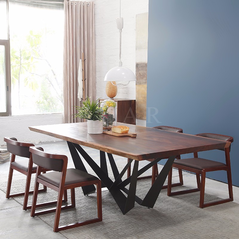 Northern European 6 Seater Solid Wood Dining Table Designs FL-T063