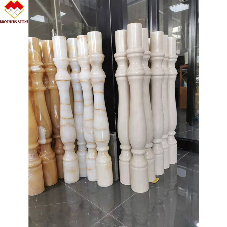 Standard or Customized Size White Onyx Marble Alabaster Stair Baluster for Luxury Homes