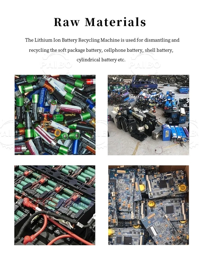 Smelting Process for Scrap Ev Car Lithium Ion Battery Recycle 100kg/h-1000kg/h Capacity