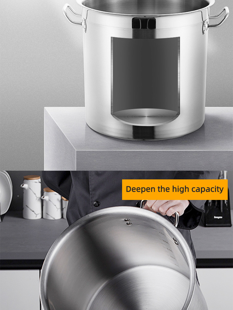 Factory Direct Sale Kitchen Cooking Pots Cookware 304 Stainless Steel Soup Bucket Metal Large Capacity Stock Bucket