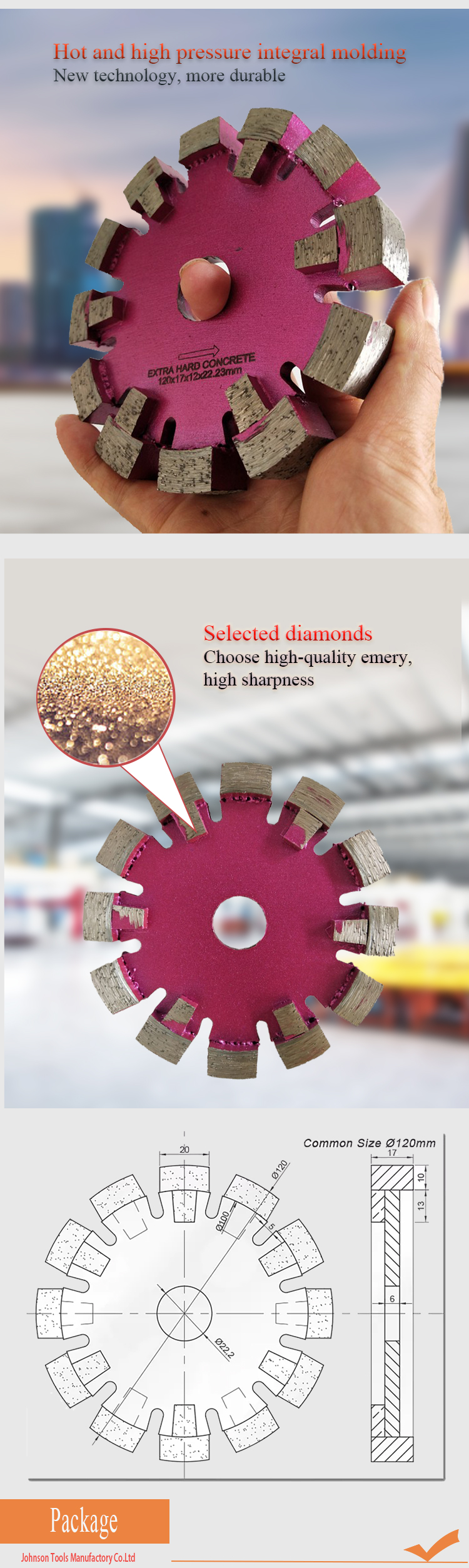 125mm Floor Laser Welded Diamond 17mm Thick Segment Floor Grooving Disc Tuck Point Saw Blade