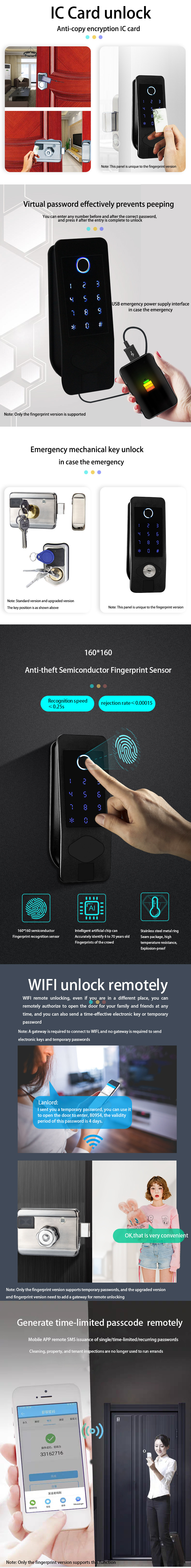 Electric Waterproof Bluetooth Deadbolt Keyless Smart WIFI Door Lock