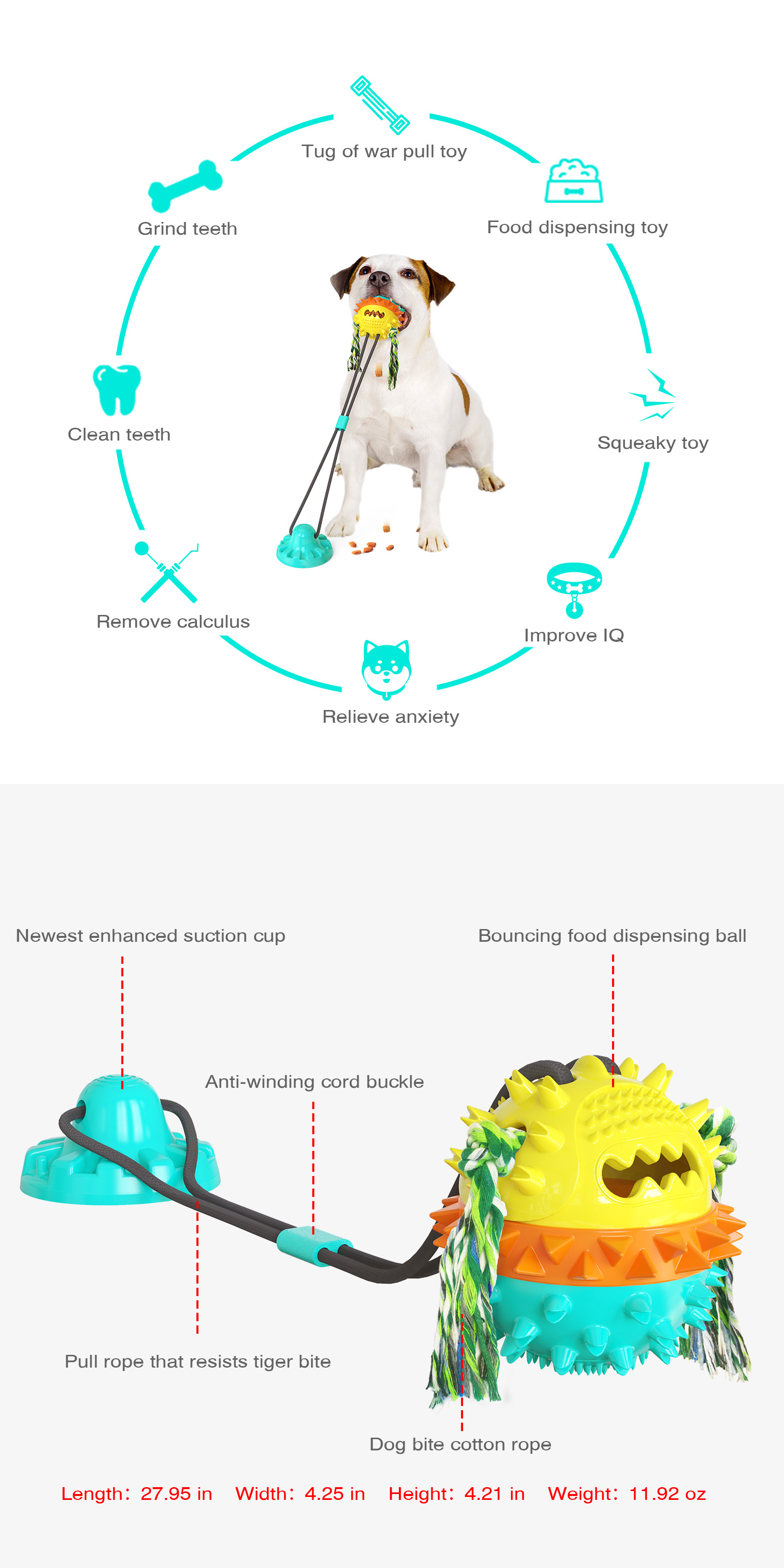 Grind Teeth Dog Bite Training Toys OEM Dog Toy Suction To Floor