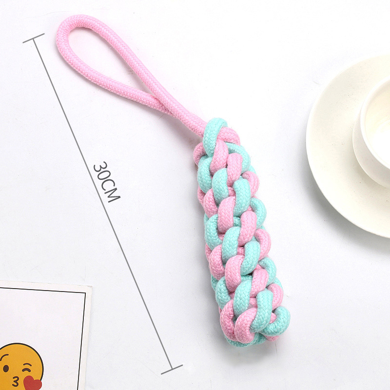 Dog Toys Fashionable Interactive Pink TPR Rope Interactive Chew Cleaning Tooth