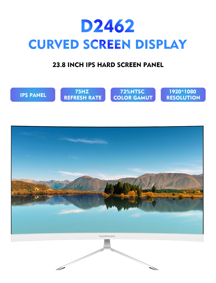 Super Thin Slim Desktop LED LCD Curved Screen Monitor 32'' Full HD With Speaker